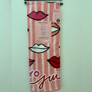 Juicy Couture Pink and White Striped Lip Towel